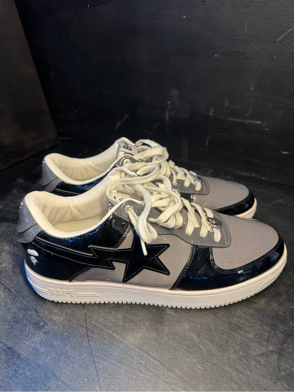 BAPE Gray & Black Low-Top Sneakers